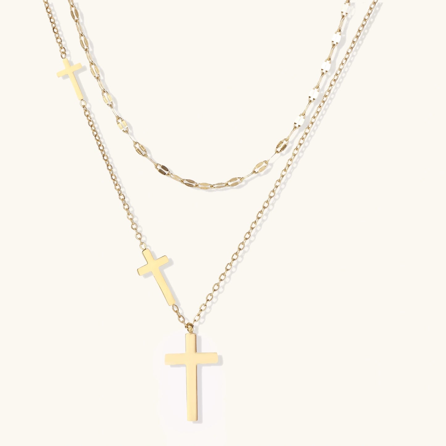 Divine Layers Cross Necklace Set - nuara