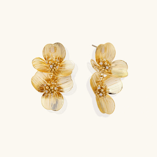 Golden Bloom Double Earrings - nuara