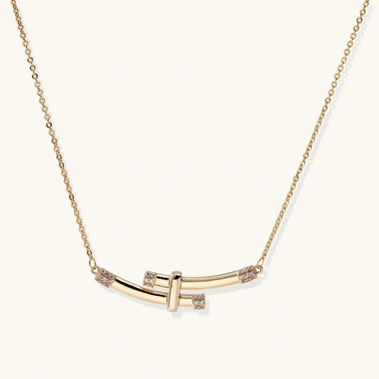 Bamboo Crystal Arc Necklace - nuara
