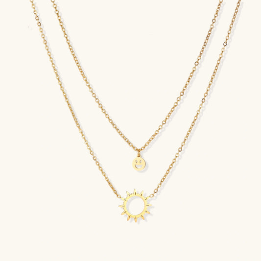 Sunshine Smiley Layered Necklace - nuara