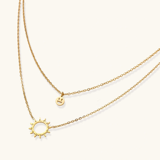 Sunshine Smiley Layered Necklace - nuara