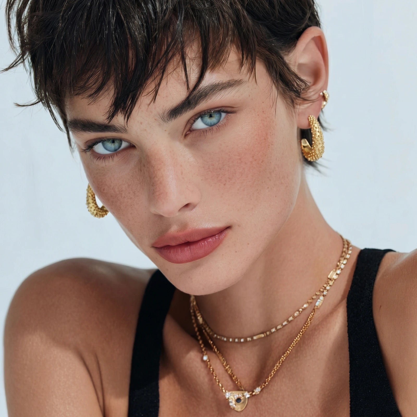 Textured Crescent Hoops - nuara