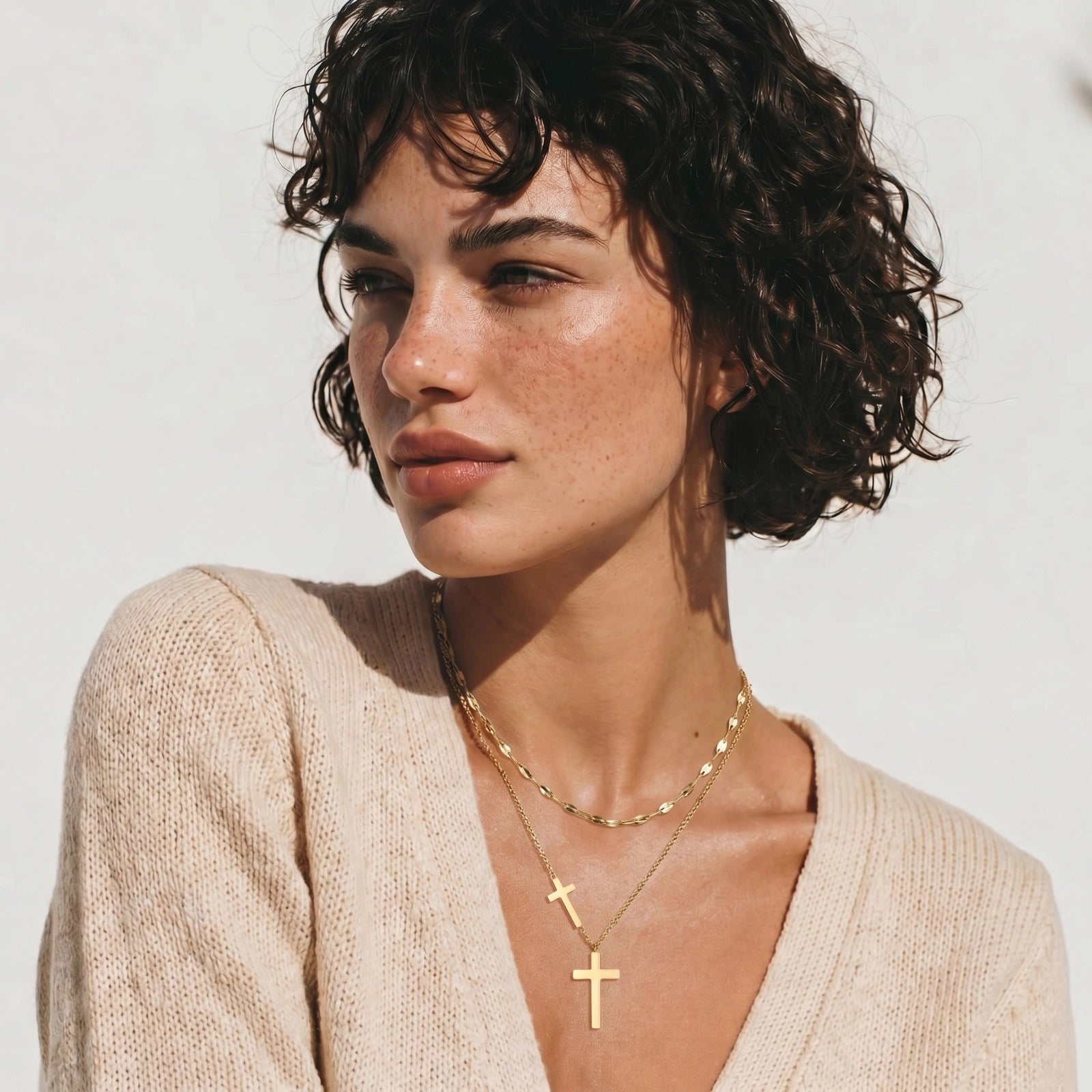 Divine Layers Cross Necklace Set - nuara